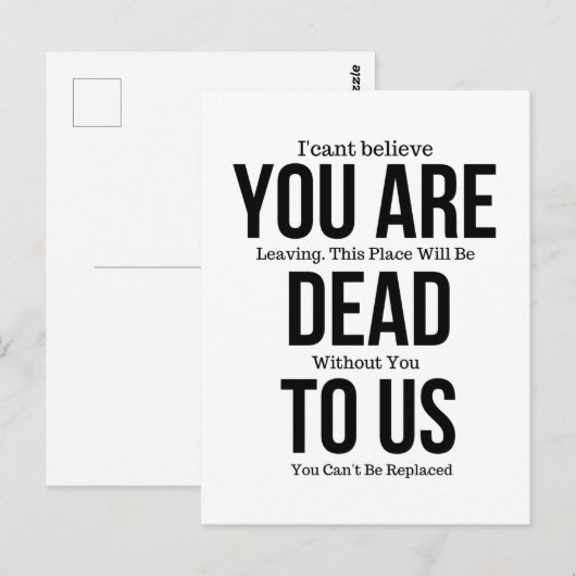 U bent nu dood voor ons, collega FarewelL Briefkaart (Voorkant / Achterkant)