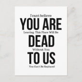 U bent nu dood voor ons, collega FarewelL Briefkaart (Voorkant)