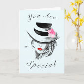 U Bent Speciaal Kaart Mysterieuze Vrouw met Hoed (Gele Bloem)