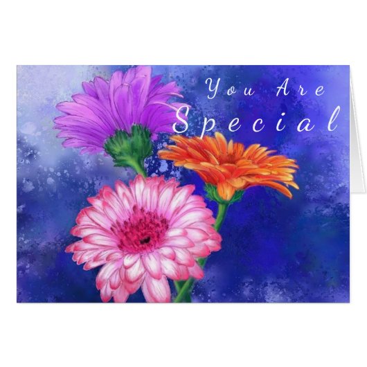 U bent speciale Kaart drie kleurenGerberas (Voorkant Horizontaal)