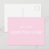 U bent spectaculair, coole fuchsia lichtroze wit briefkaart (Voorkant / Achterkant)