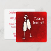 U bent uitgenodigd 50e verjaardag Champagne Harten Kaart (Voorkant / Achterkant)