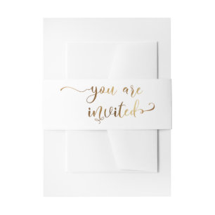 U bent uitgenodigd Elegante kalligrafie Goud en Wi Uitnodigingen Wikkel