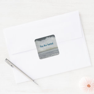 U bent uitgenodigd Familie Strand Trip Envelope Se Vierkante Sticker