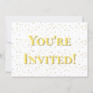 U bent uitgenodigd Gold Sparkle Star Verjaardag Kaart