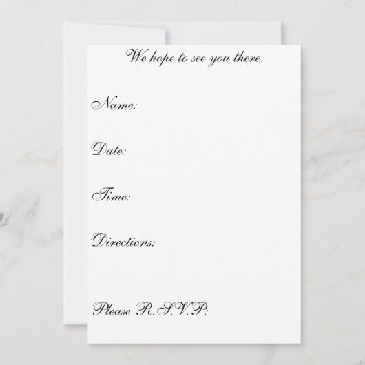 U bent uitgenodigd... Klokgezicht Kaart (Achterkant)