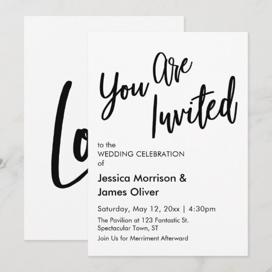 U bent uitgenodigd, Minimalistische moderne trouwu Kaart (Voorkant / Achterkant)