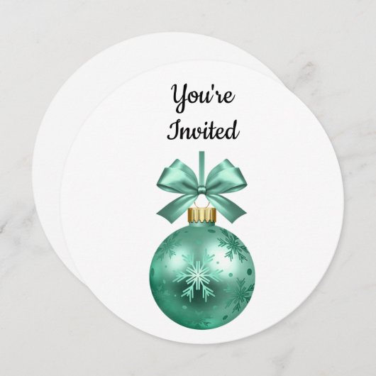 U bent uitgenodigd Mint Kerstmis Circlular Party Kaart (Voorkant / Achterkant)