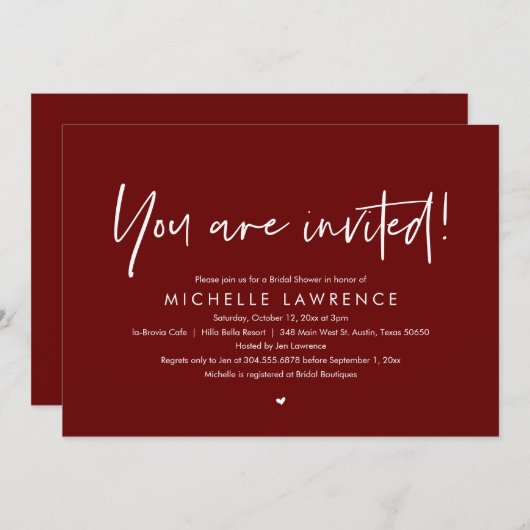 U bent uitgenodigd, Modern Casual Vrijgezellenfees Kaart (Voorkant / Achterkant)