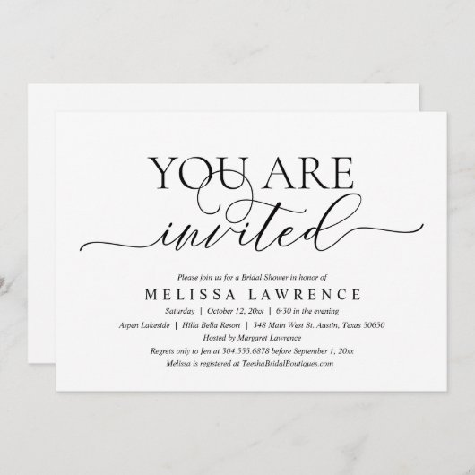 U bent uitgenodigd, Moderne Partij van het Vrijgez Kaart (Voorkant / Achterkant)