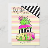 "U bent uitgenodigd" Neon Cactus Uitnodiging (Voorkant)