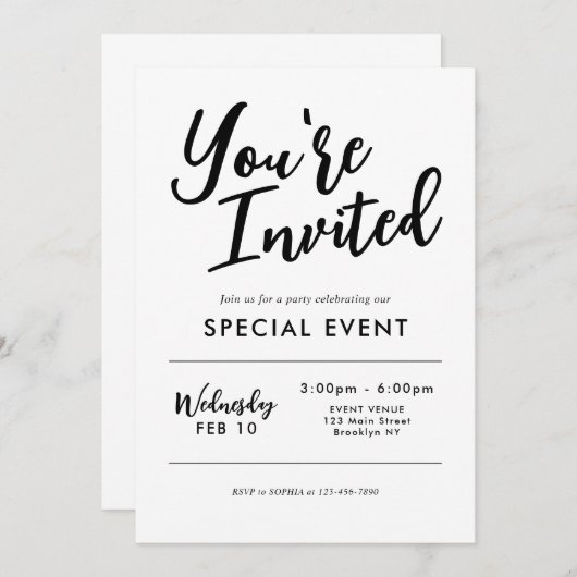 U BENT UITGENODIGD om Special Event Business te op Kaart (Voorkant / Achterkant)