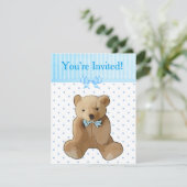 U bent uitgenodigd, Teddy Bear Baby Shower-uitnodi Kaart (Staand voorkant)