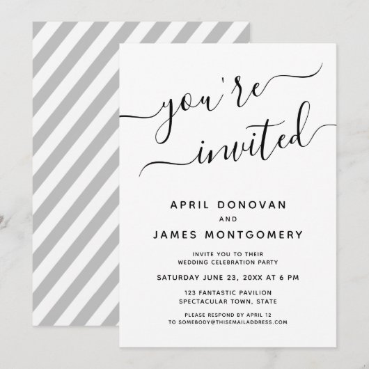 U bent uitgenodigd Typografie bruiloft uitnodiging (Voorkant / Achterkant)