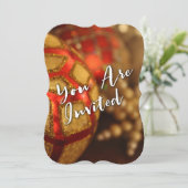 "U bent uitgenodigd" Typografie met rode en gouden Kaart (Staand voorkant)