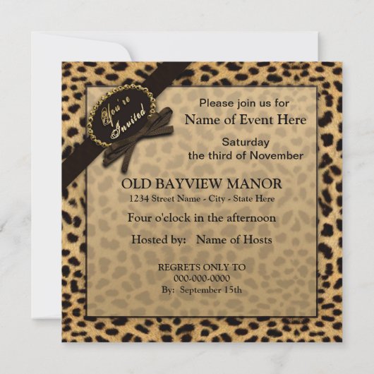 U bent uitgenodigd - Uitnodiging - Luipaard Druk ( (Achterkant)