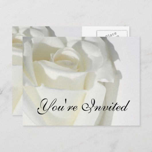 U bent uitgenodigd uitnodigingskaart witte roos uitnodiging briefkaart (Voorkant / Achterkant)