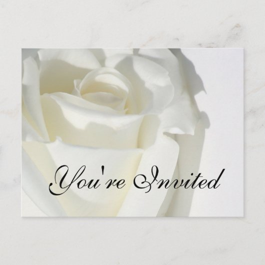 U bent uitgenodigd uitnodigingskaart witte roos uitnodiging briefkaart (Voorkant)