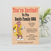 U bent uitgenodigd voor de BBQ Hot Dog Cartoon Kaart (Staand voorkant)
