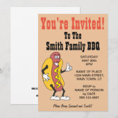 U bent uitgenodigd voor de BBQ Hot Dog Cartoon Kaart (Voorkant / Achterkant)