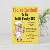 U bent uitgenodigd voor de BBQ Pig Cartoon van de  Kaart (Staand voorkant)