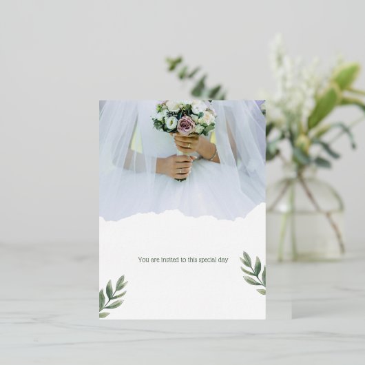U bent uitgenodigd voor deze bijzondere dag. folie uitnodiging briefkaart (Staand Voorkant)