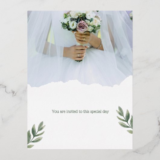 U bent uitgenodigd voor deze bijzondere dag. folie uitnodiging briefkaart (Voorkant)