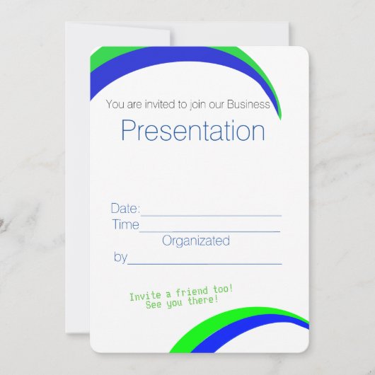 U bent uitgenodigd voor een bedrijfspresentatie ev kaart (Voorkant)