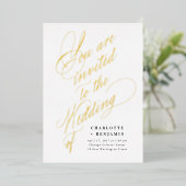U bent uitgenodigd voor onze bruiloft folie uitnodiging (Staand Voorkant)
