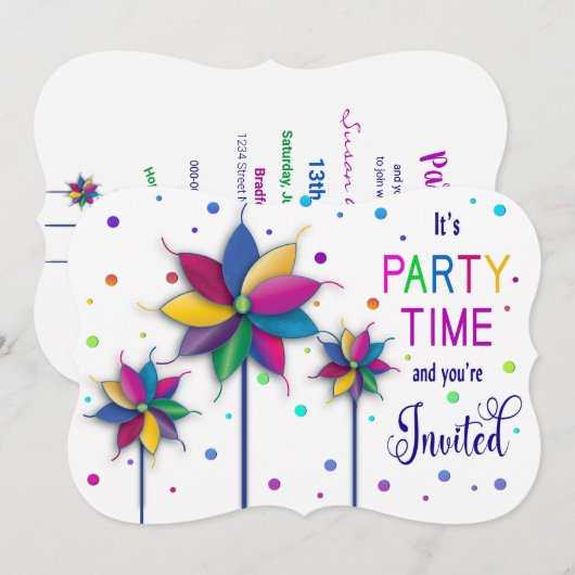 U bent uitgenodigd, Windmolen Draaiers, Kleurrijk Kaart (Voorkant / Achterkant)