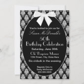 U bent uitgenodigd, wit/zwart Damaspatroon, ovaal Kaart (Achterkant)