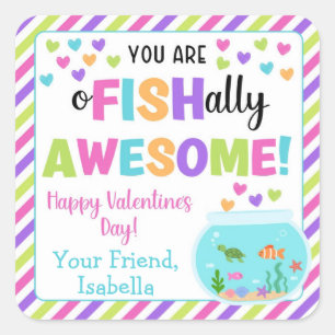 U bent Valentijnse O-Fish-Ally Kinderen Vierkante Sticker