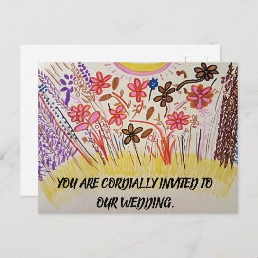 U BENT VAN HARTE UITGENODIGD VOOR ONZE BRUILOFT. AANKONDIGINGSKAART (Voorkant / Achterkant)