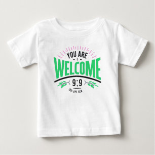 U bent van harte welkom met een baby T-shirt