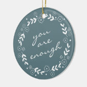 U bent voldoende Blauwgroen, platte citaten Keramisch Ornament (Links)