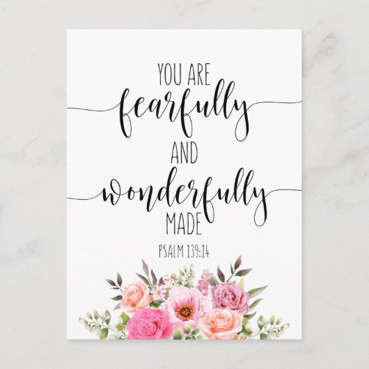 U bent vreeswekkend en wonderbaarlijk, Psalm 139:1 Briefkaart (Voorkant)