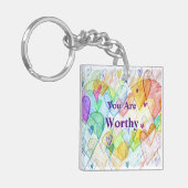 U bent waardig harten kunst cadeau Sleutelhanger (Voorkant Links)