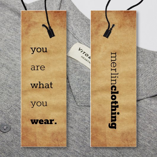 U bent wat u Draag - Logo kleding ophangen Label Mini Visitekaartjes