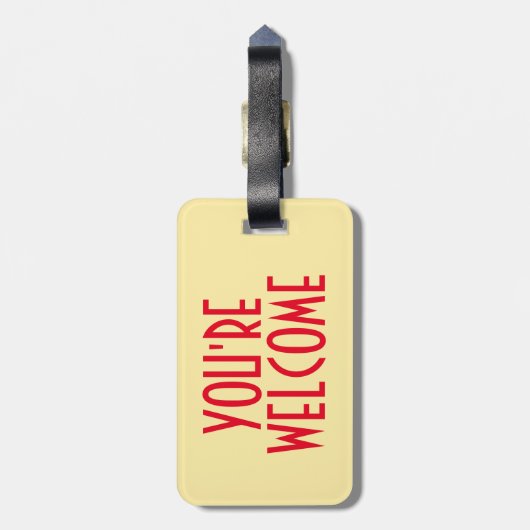 U bent welkome Bagagelabel met lederen riem (Achterkant verticaal)