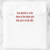 U bevindt zich op de onderkant van de totempaal (2 ronde sticker (Tas)