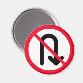 U bocht verboden | Rood cirkelteken | Magneet (Voorkant / Achterkant)
