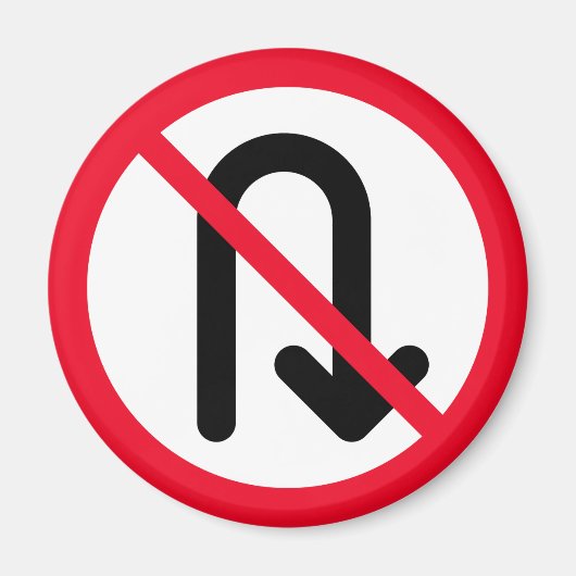 U bocht verboden | Rood cirkelteken | Magneet (Voorkant)