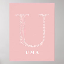 U Botanische Floral Monogram Aangepast Poster van 