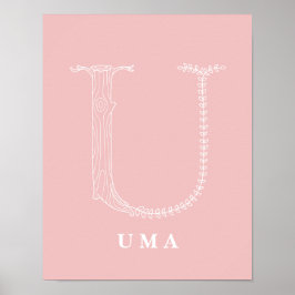 U Botanische Floral Monogram Aangepast Poster van 