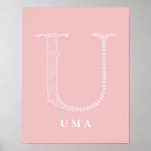 U Botanische Floral Monogram Aangepast Poster van 