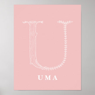 U Botanische Floral Monogram Aangepast Poster van