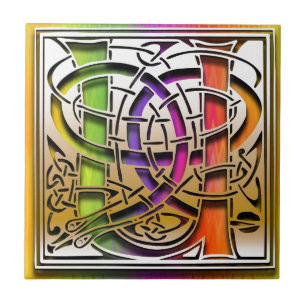 U Celtic Rainbow Custom Monogram Tegel Tegeltje