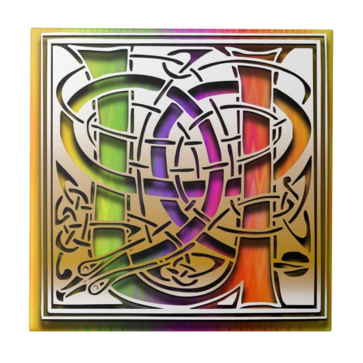U Celtic Rainbow Custom Monogram Tegel Tegeltje (Voorkant)