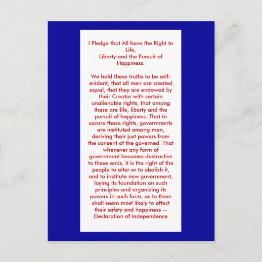 !!! U Creëer Onafhankelijkheidsverklaring Briefkaart (Voorkant)