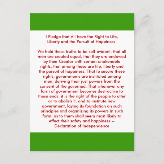 !!! U Creëer Onafhankelijkheidsverklaring Briefkaart (Voorkant)